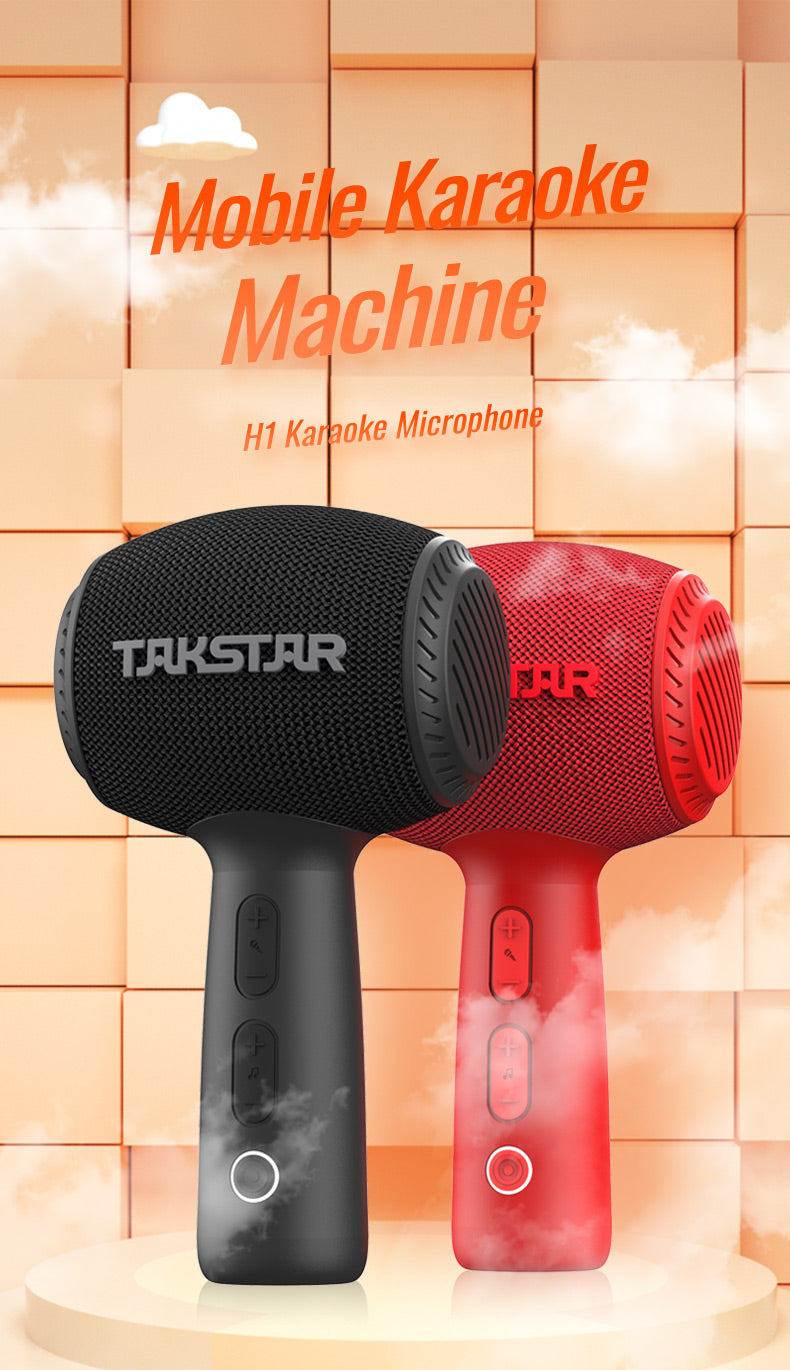 Takstar H1 Professional Karaoke Microphone Portable Bluetooth Wireless Speaker Microphone for Phone Handheld Condenser Mic