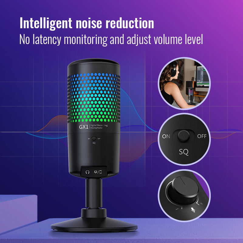 Takstar GX1 Ampligame USB Microphone for Gaming Streaming with RGB Effects