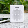 Takstar E300W Wireless Portable Voice Amplifier next to a phone and infront of some plants