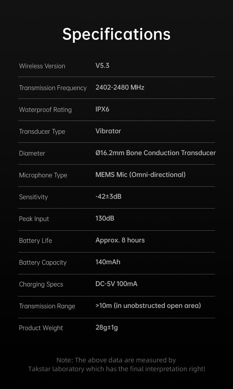 TAKSTAR LR100W Wireless Bone Conduction Earphone