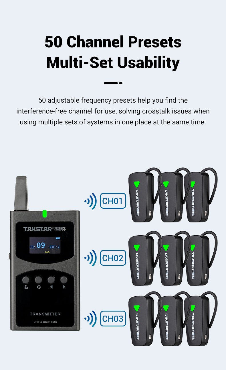 TAKSTAR WTG-650 UHF Wireless Tour Guide System