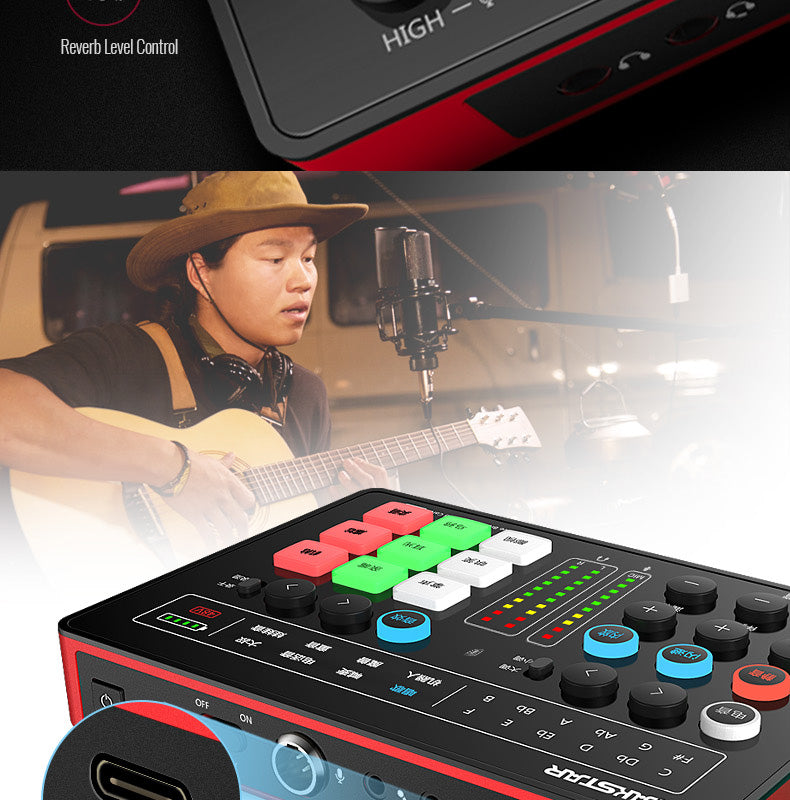 Takstar MX1 Plus Podcast Sound Card Live Sound Mixer