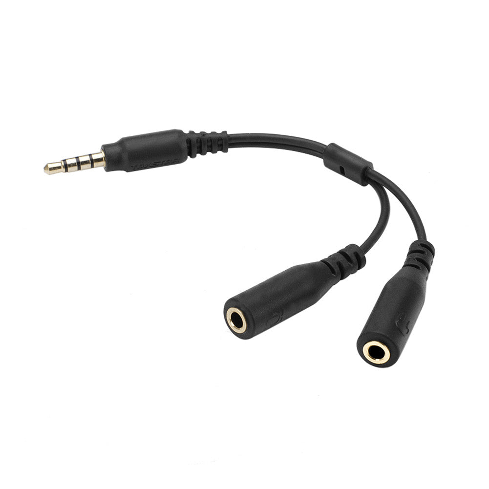 Takstar C2-1 3.5mm stereo audio splitter Y-shape features one male and two female audio connectors, splitting a single headphone jack into two