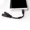 Takstar C2-1 3.5mm stereo audio splitter cable connected to a mobile phone