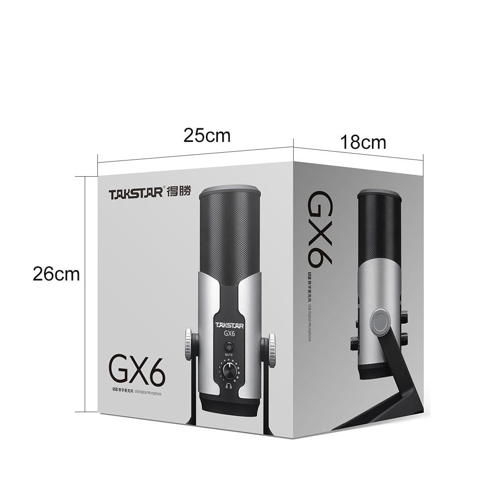 Takstar GX6 Desktop USB Condenser Microphone package dimensions 25cm*18cm*26cm