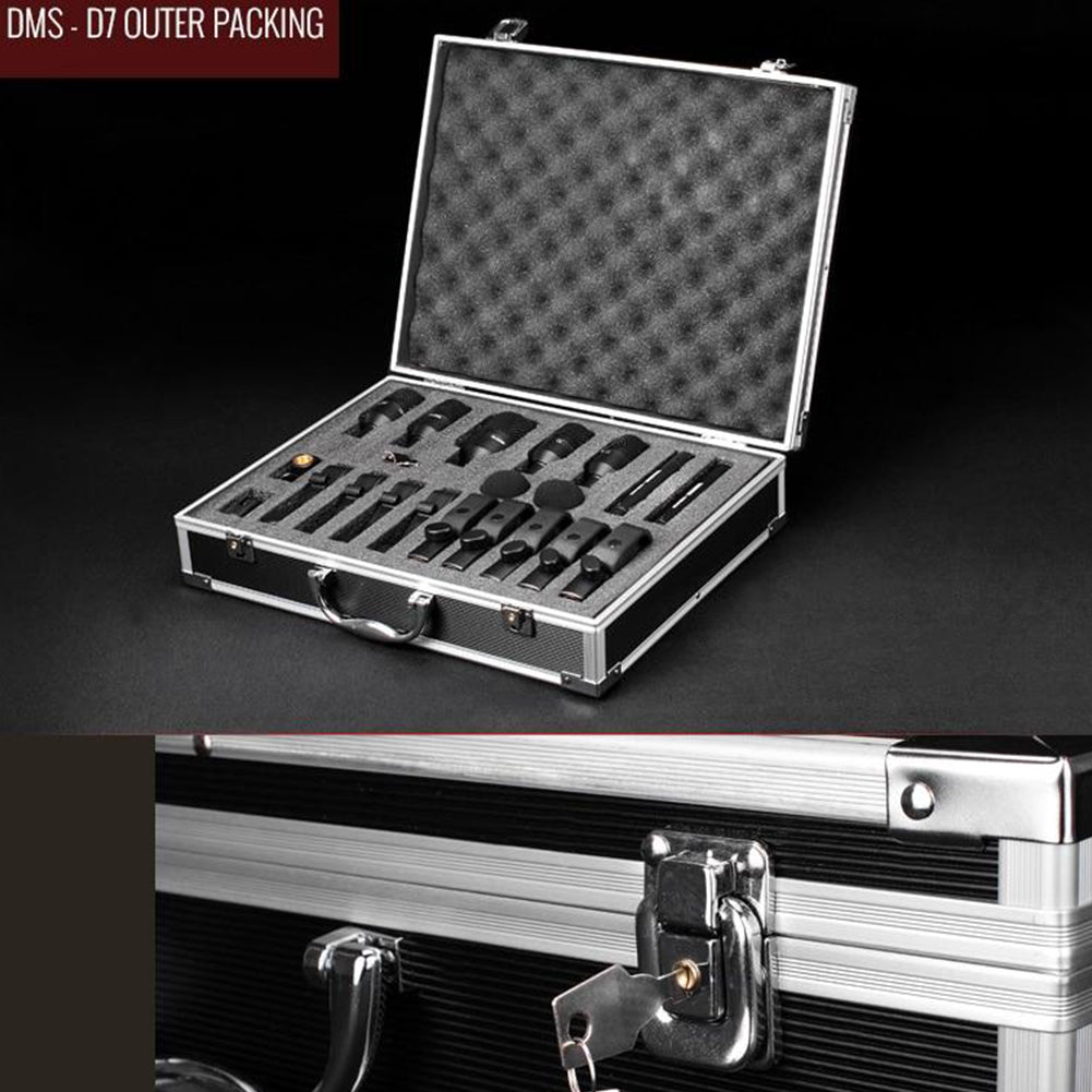 Takstar DMS-D7 Drum Microphone Kit in a black color lock key aluminum case