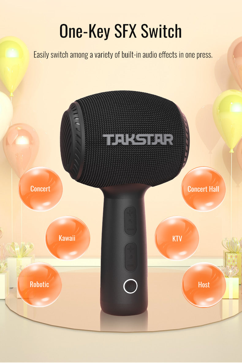 Takstar H1 Professional Karaoke Microphone Portable Bluetooth Wireless Speaker Microphone for Phone Handheld Condenser Mic