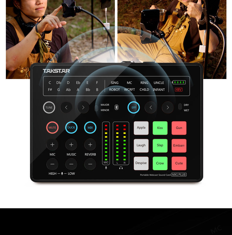 Takstar MX1 Plus Podcast Sound Card Live Sound Mixer
