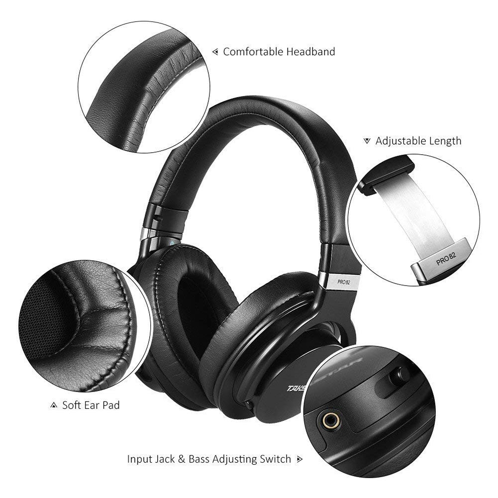 Takstar PRO 82 Studio Monitor Headphone has comfortable headband, soft ear pads, adjustable headband and one bass adjusting switch