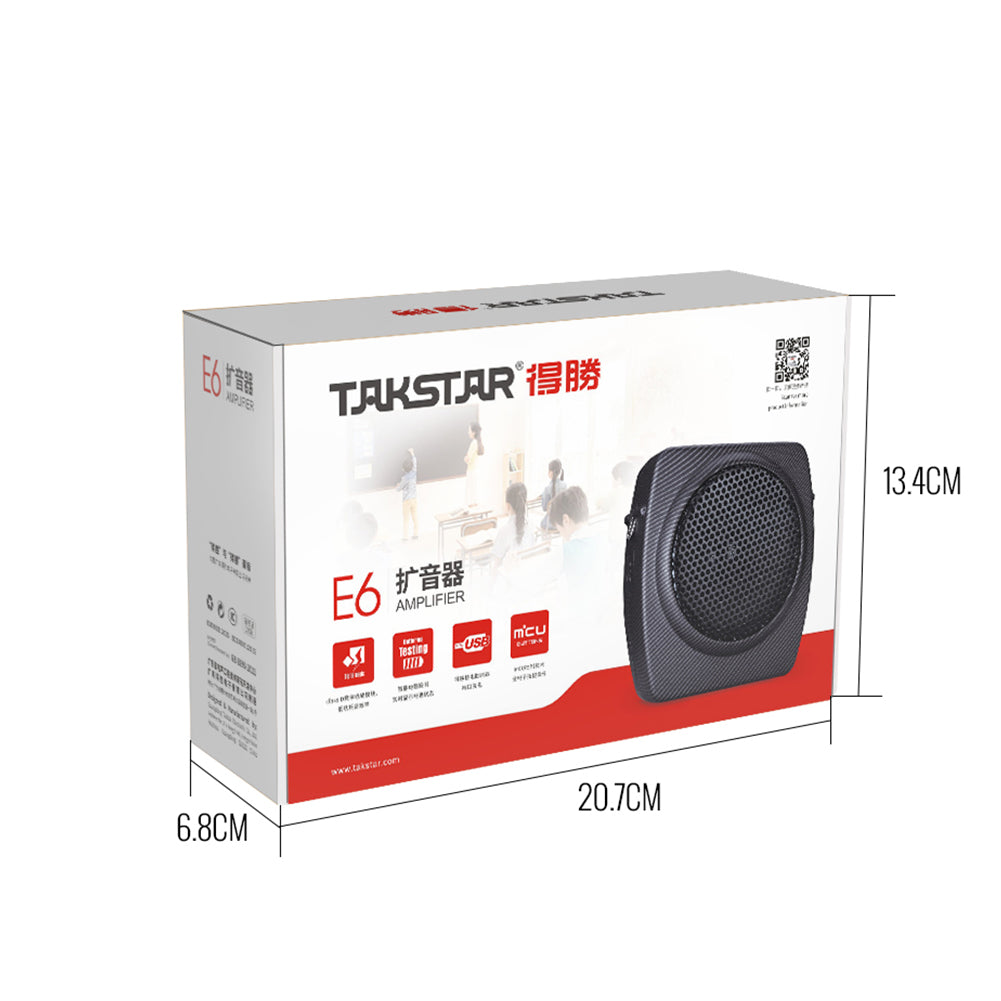 Takstar E6 Portable Voice Amplifier package dimentions: 20.7cm*6.8cm*13.4cm