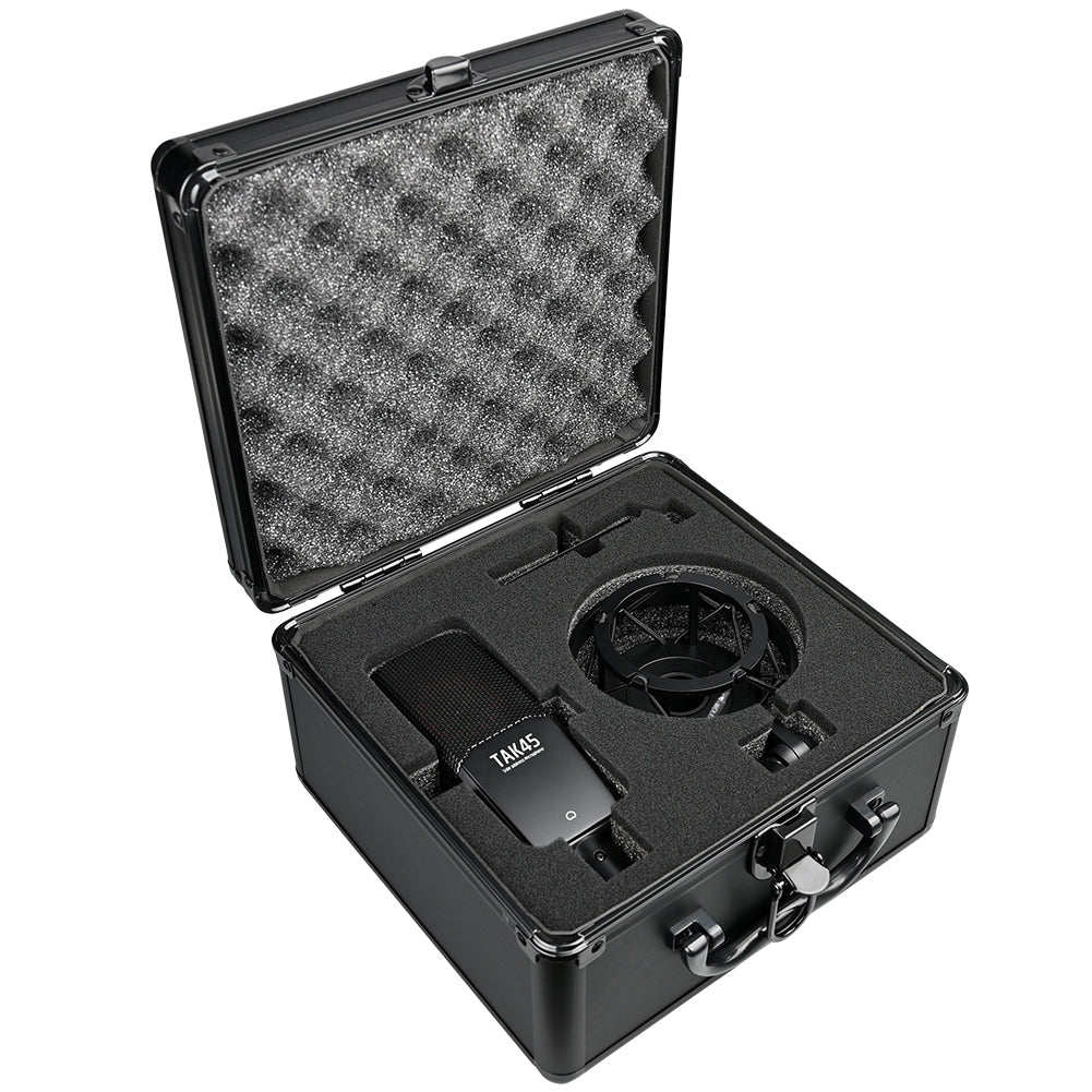 Takstar TAK45 Studio Condenser Microphone and shock mount come with a metal case