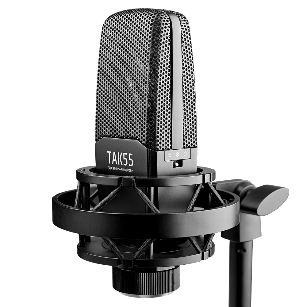 Takstar TAK55 Professional Studio Large Diaphragm Condenser Microphone in shock mount and mic stand