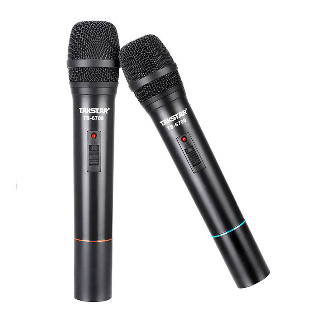 Two Takstar TS6700HH VHF Wireless Dual Handheld Microphone, has light indicator and on-off switch