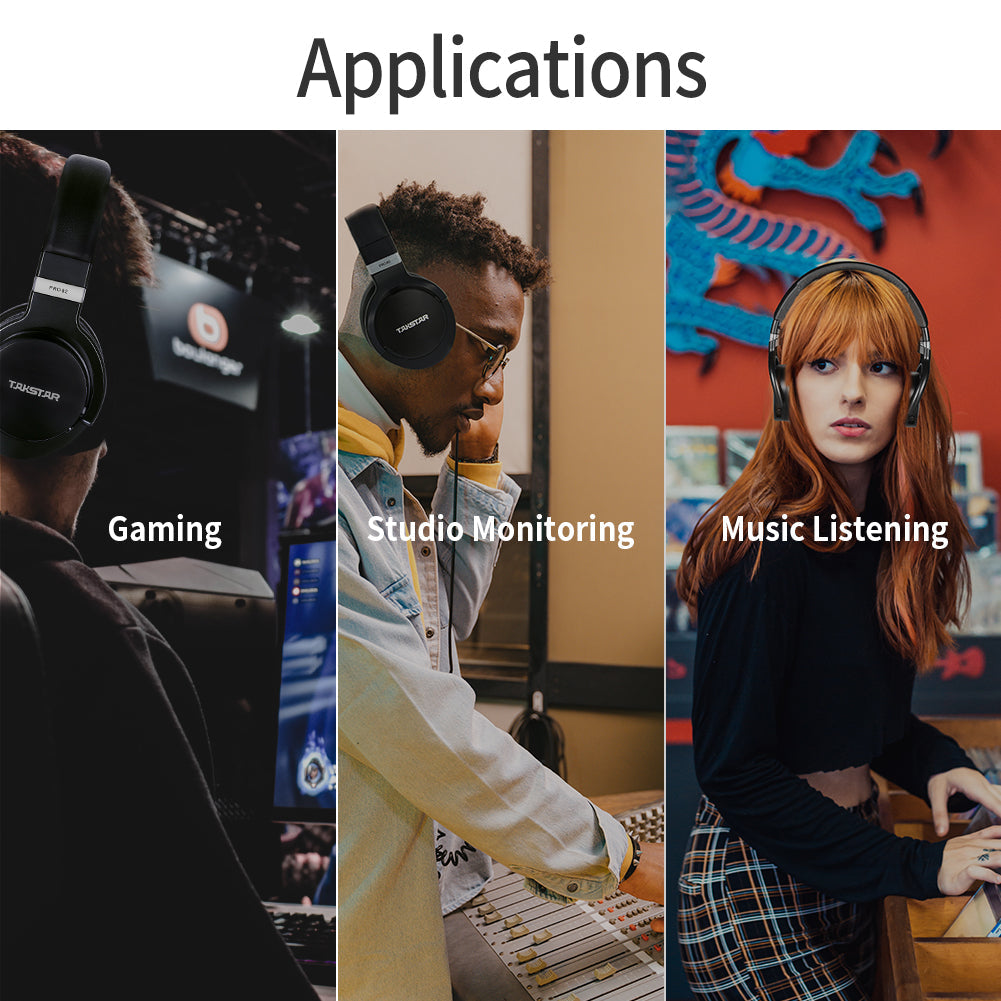 Takstar PRO 82 Studio Monitor Headphone  applications: gaming, studio monitoring, music listening