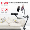 Takstar ST-201 Professional Microphone Stand has two cell phone and one karaoke microphone on for demo