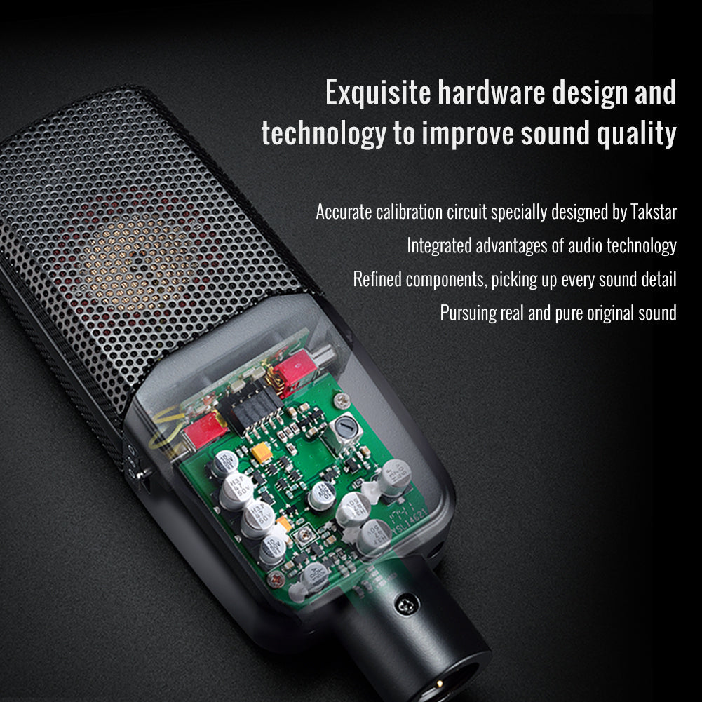 Takstar TAK55 Professional Studio Large Diaphragm Condenser Microphone exquisite hardware design perspective view