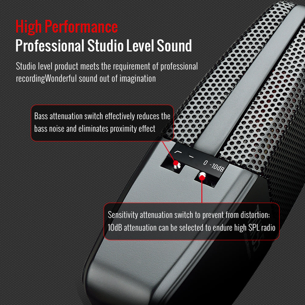 Takstar TAK55 Professional Studio Large Diaphragm Condenser Microphone low cut and -10dB sensitivity switch