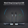 Takstar TS-8808HH UHF Wireless Handheld Dual Microphone System has adjustable and detachable antenna, reaching up to 50 meters by distance