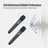 Takstar TS-8808HH UHF Wireless Handheld Dual Microphone System has anti-interference performance as the ID code encryption prevents external signal interference and channel overlaps