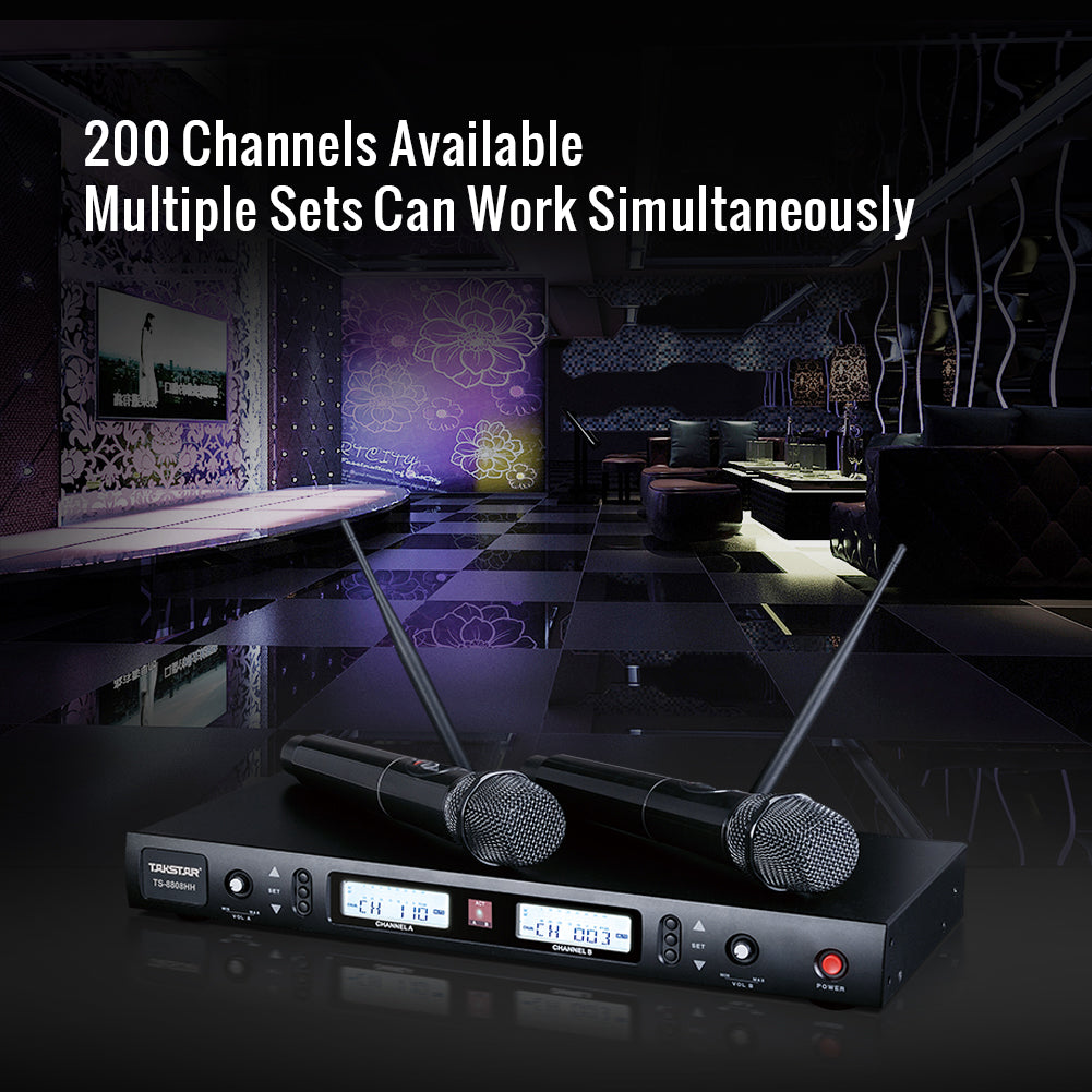 Takstar TS-8808HH UHF Wireless Handheld Dual Microphone System in KTV
